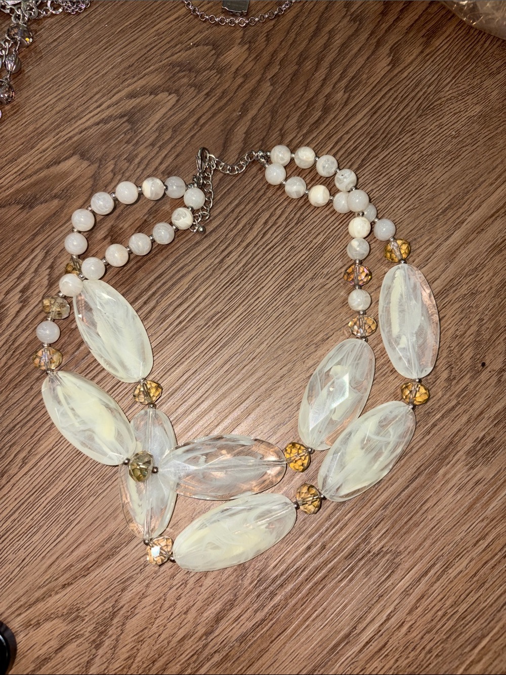 20-vintage White Beaded Statement Necklace - Elegant Women Jewelry